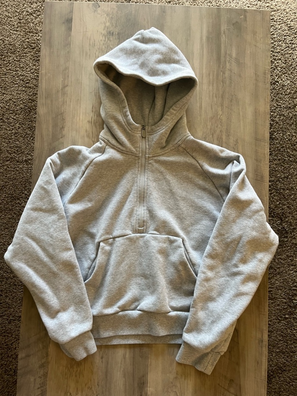 Athleta Easy Fleece Half Zip Hoodie Small Grey Heather